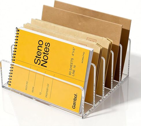 Clear Acrylic Desk Organizer – 3 Compartment Mail Holder & Letter Sorter for Office, Bills, Documents, Notebooks, Letter Tray – Modern Vertical File Rack for Home, Desk File Holder in Saudi Arabia