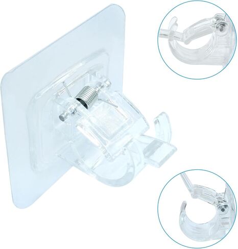 2 Pcs Self Adhesive Curtain Rod Bracket, 2.36" x 2.36" No Drill Curtain Rod Holder Hangers Self Adhesive Wall Hooks(Clear) in Saudi Arabia
