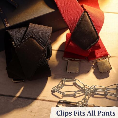 Skylety 4 Pack 2 Inch Adjustable Men's Suspenders Heavy Duty Suspenders with 4 Secure Clips for Jeans and Casual Trousers (Black,Red,Brown,Blue) in Saudi Arabia