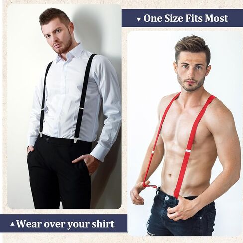 Skylety 4 Pack 2 Inch Adjustable Men's Suspenders Heavy Duty Suspenders with 4 Secure Clips for Jeans and Casual Trousers (Black,Red,Brown,Blue) in Saudi Arabia