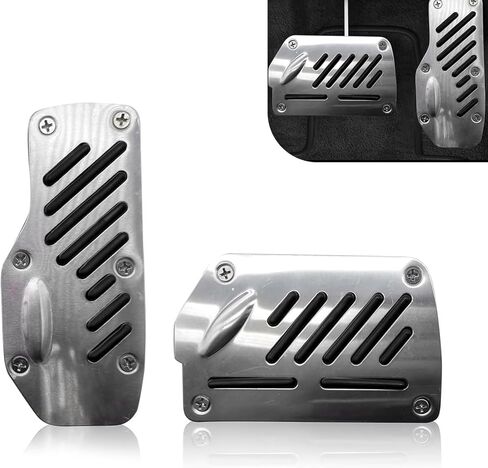 2 PCS Car Pedal Covers Kit, Aluminum Alloy Brake Gas Pedal Covers, Anti-slip Automatic Transmission Break Pedals Accessories, Universal for Most Cars, Trucks, SUVs (Black) in Saudi Arabia