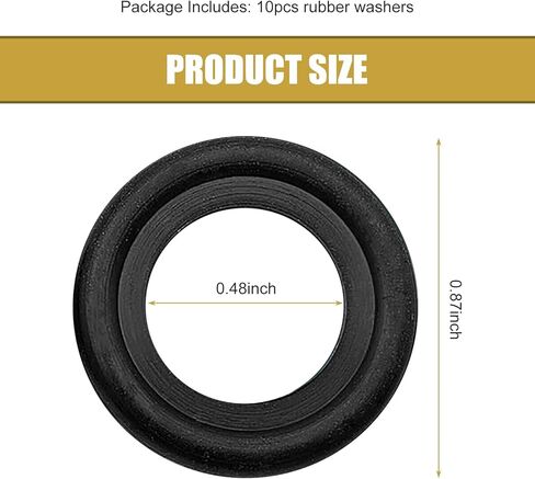 10 PCS Oil Drain Plug Gasket, M14 Leak Proof Tight Fit Sealing Ring, High Temperature Resistant Rubber O-ring Standard Replacement F5TZ-6734-BA, Compatible with Ford Lincoln (Black) in Saudi Arabia