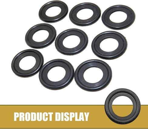 10 PCS Oil Drain Plug Gasket, M14 Leak Proof Tight Fit Sealing Ring, High Temperature Resistant Rubber O-ring Standard Replacement F5TZ-6734-BA, Compatible with Ford Lincoln (Black) in Saudi Arabia