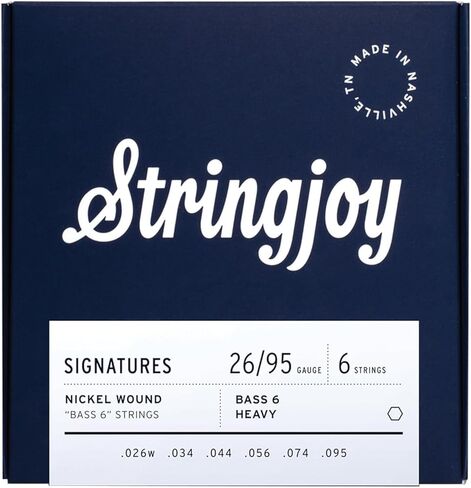 Stringjoy Signatures Nickel Wound Bass VI Strings، 24-90 مقياس متوسط ​​متوازن، مجموعة جيتار كهربائي مكونة من 6 أوتار، نغمة ومتانة مثالية، صنع في ناشفيل، تينيسي الولايات المتحدة الأمريكية in Kuwait