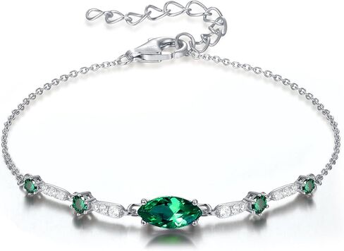 هدايا إلكترونية لأساور جوهرة ميلادها: 5A CZ حقيقي 18 قيراط مطلي بالذهب الأبيض/الأصفر 925 من الفضة الإسترلينية - هدية عيد ميلاد للنساء والزوجة والأم والابنة والصديقة in Kuwait