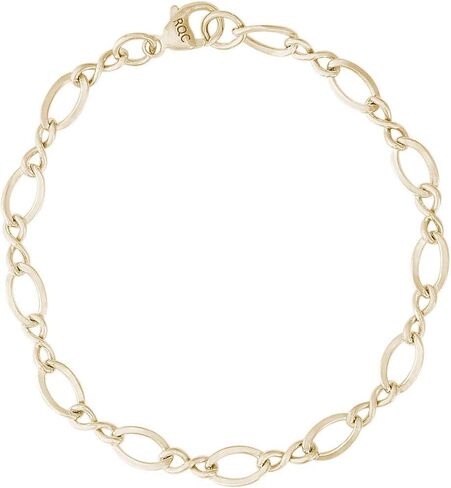 8" Gold-Plated Sterling Silver Large Figure Eight Link Classic Charm Bracelet by Rembrandt in Saudi Arabia
