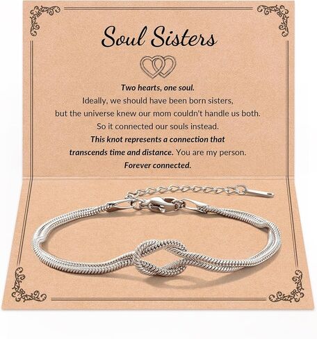 Friendship Bracelets for Women Best BFF Friend Gifts Galentines Day Jewelry Silver Love Knot Bracelet with Funny Meaningful Message Card for Bff Bestie Sister Soulmate in Saudi Arabia