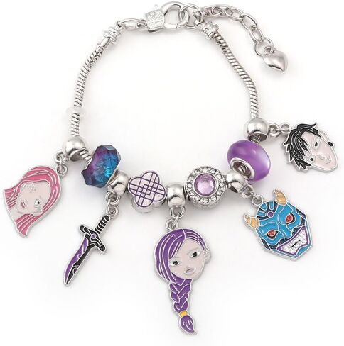 SONGCHANGJEWELRY Fantasy Purple Charms Snake Chain Bracelet – Enamel Character & Sword Bead Jewelry – Adjustable Gift Bracelet for Anime Fans and Collectors in Saudi Arabia