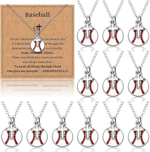12 Sets Basketball/Baseball/Softball/Volleyball Necklace Gift Bulk Christian Necklace for Women Sport Team Gift in Saudi Arabia