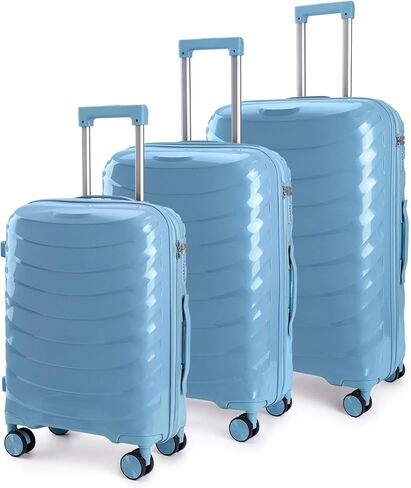 مجموعات حقائب الأمتعة من LARVENDER مكونة من 3 قطع، حقيبة أمتعة من البولي بروبيلين صلبة مع عجلات دوارة 360 درجة للنساء والرجال، ذهبي وردي in Kuwait