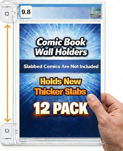 Hello LLamas SlabGrabs XL 12-Piece Comic Book Wall Mount Set (Holds 6 Slabs), 2026 Ready for Thicker CGC Cases, Heavy Duty Clear Floating Display – Comics/Slabs Not Included in Saudi Arabia