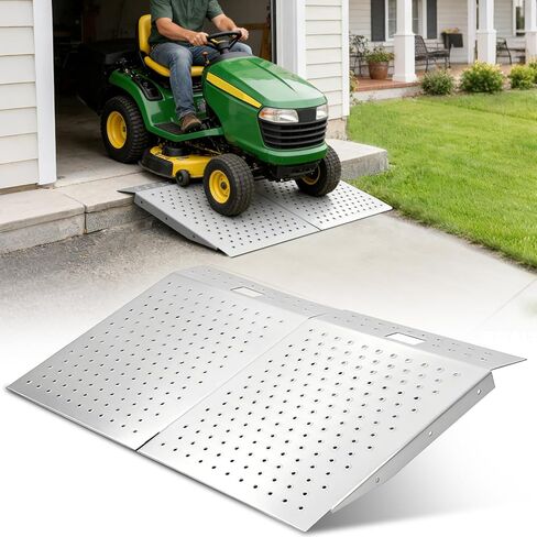 Heavy-Duty Shed Ramp for Riding Mower 2 PCS, 29" X 48" Shed Ramp, Anti-Slip Punch Plate Lawn Mower Ramps for Sheds, ATV, Motorcycles, Garages & Barns, 1500 Lb Capacity in Saudi Arabia