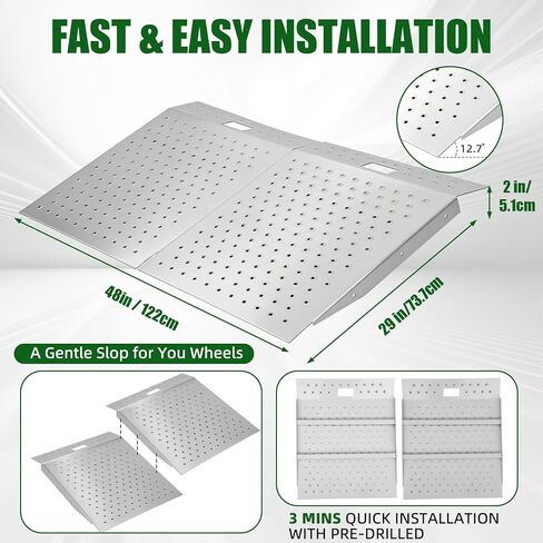 Heavy-Duty Shed Ramp for Riding Mower 2 PCS, 29" X 48" Shed Ramp, Anti-Slip Punch Plate Lawn Mower Ramps for Sheds, ATV, Motorcycles, Garages & Barns, 1500 Lb Capacity in Saudi Arabia