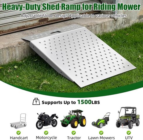 Heavy-Duty Shed Ramp for Riding Mower 2 PCS, 29" X 48" Shed Ramp, Anti-Slip Punch Plate Lawn Mower Ramps for Sheds, ATV, Motorcycles, Garages & Barns, 1500 Lb Capacity in Saudi Arabia