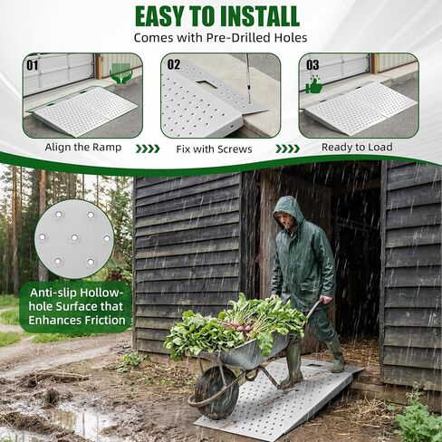 Heavy-Duty Shed Ramp for Riding Mower 2 PCS, 29" X 48" Shed Ramp, Anti-Slip Punch Plate Lawn Mower Ramps for Sheds, ATV, Motorcycles, Garages & Barns, 1500 Lb Capacity in Saudi Arabia