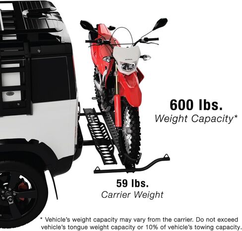 MotoTote Max - Premium Motorcycle Hitch Carrier (600 lbs. Capacity) with Zero Wobble Hitch Mount & Ramp, Fits Standard Size Tires in Saudi Arabia