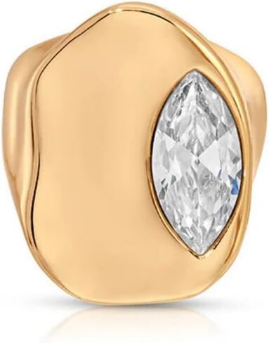 خاتم مطلي بالذهب عيار 18 قيراط للنساء من إيتيكا. فرقة سميكة كريستال. مجوهرات الأزياء مع بلورات واضحة in Kuwait