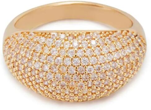 خاتم مطلي بالذهب عيار 18 قيراط للنساء من إيتيكا. فرقة سميكة كريستال. مجوهرات الأزياء مع بلورات واضحة in Kuwait