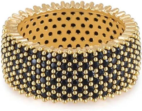 خاتم مطلي بالذهب عيار 18 قيراط للنساء من إيتيكا. فرقة سميكة كريستال. مجوهرات الأزياء مع بلورات واضحة in Kuwait