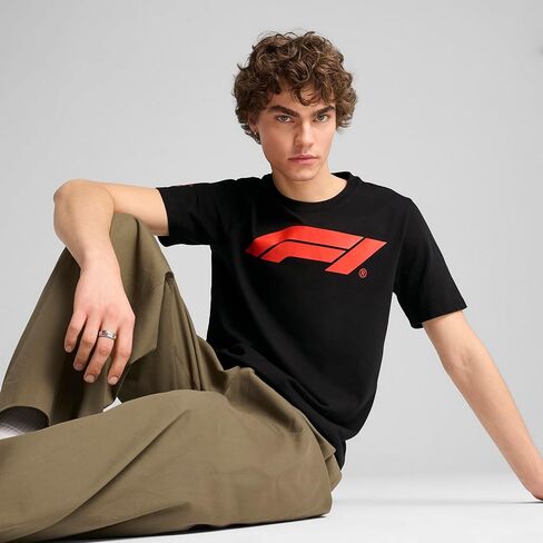 PUMA Mens F1 Essentials Logo 180G رقبة دائرية وأكمام قصيرة كاجوال - أسود in Kuwait
