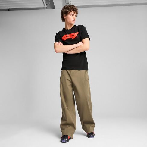 PUMA Mens F1 Essentials Logo 180G رقبة دائرية وأكمام قصيرة كاجوال - أسود in Kuwait