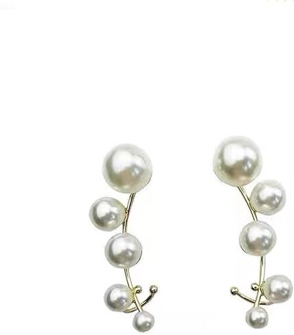 Gold Cluster Pearls Ear Cuff Earrings for Women Wedding Pearl Ear Crawler Climber Non Piercing Clip On Cartilage Earrings Prom Party Jewelry Gift in Saudi Arabia