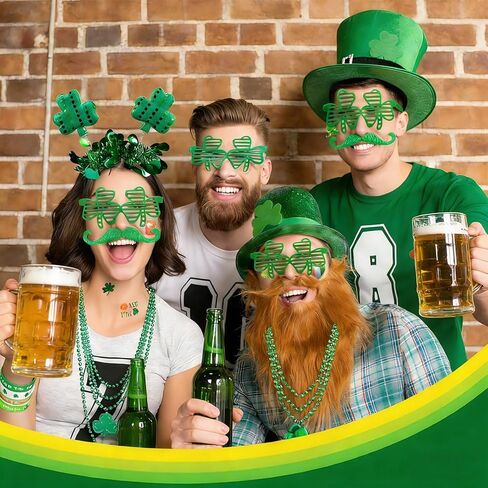 178 حزمة من إكسسوارات يوم القديس باتريك، إكسسوارات زينة سانت باتي، هدايا الحفلات، نظارات شامروك السائبة، أساور المعصم، قلادة وشم اللحية الخضراء، عملات معدنية لمستلزمات الحفلات الأيرلندية in Kuwait