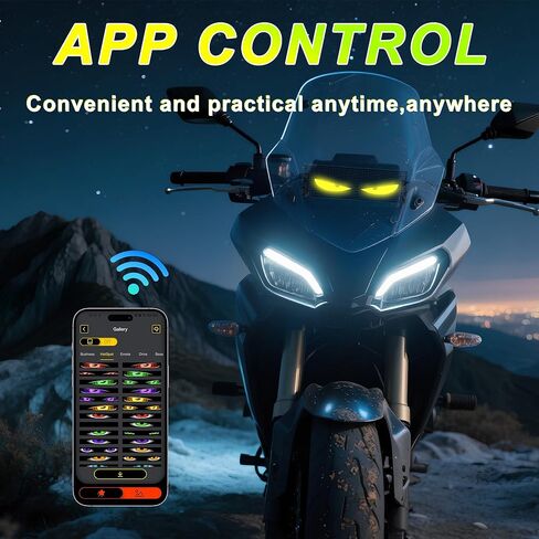 مصابيح LED للسيارة - علامة LED مخصصة، ضوء عيون الشيطان للزجاج الأمامي بأنماط ديناميكية، التطبيق/جهاز التحكم عن بعد، مقاوم للماء IP68، يعمل بمنفذ USB للسيارات/الشاحنات/المركبات الترفيهية، قطعة واحدة (7 × 3 بوصات) in Kuwait