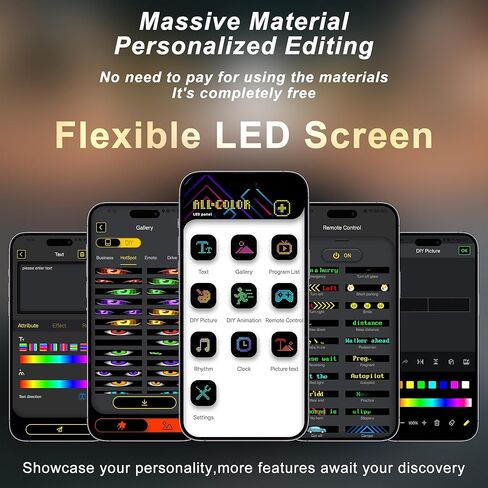 مصابيح LED للسيارة - علامة LED مخصصة، ضوء عيون الشيطان للزجاج الأمامي بأنماط ديناميكية، التطبيق/جهاز التحكم عن بعد، مقاوم للماء IP68، يعمل بمنفذ USB للسيارات/الشاحنات/المركبات الترفيهية، قطعة واحدة (7 × 3 بوصات) in Kuwait