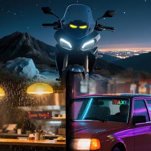 مصابيح LED للسيارة - علامة LED مخصصة، ضوء عيون الشيطان للزجاج الأمامي بأنماط ديناميكية، التطبيق/جهاز التحكم عن بعد، مقاوم للماء IP68، يعمل بمنفذ USB للسيارات/الشاحنات/المركبات الترفيهية، قطعة واحدة (7 × 3 بوصات) in Kuwait