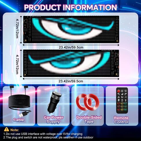 ضوء عيون الشيطان للزجاج الأمامي للشاحنة - قطعتان مقاس 23.6 بوصة × 4.7 بوصة لتزيين الزجاج الأمامي للعيون المتوهجة، ضوء شيطان السيارة مع جهاز التحكم عن بعد والتطبيق مناسب للشاحنات الصغيرة والسيارات وسيارات الدفع الرباعي وسيارات الجيب وما إلى ذلك in Kuwait