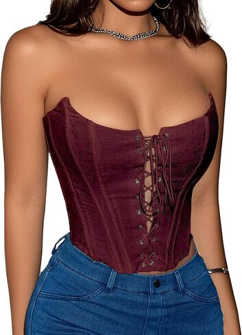 LovelyWholesale مشد قمم للنساء مثير الدانتيل يصل المخصر فوق الصدر بوستير أعلى نادي الحزب in Kuwait