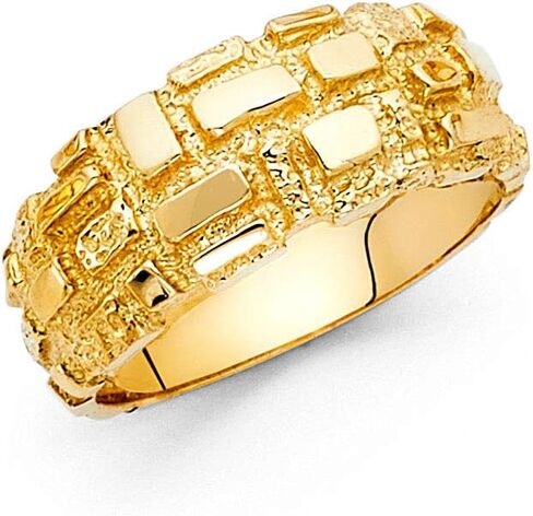Wellingsale Men's Solid 14k Yellow Gold Polished Heavy Nugget Ring in Saudi Arabia