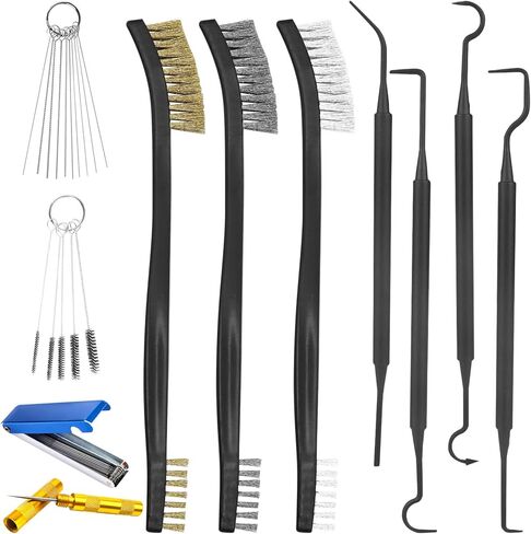 11Pcs Carburetor Cleaning Tool, Carb Jet Cleaning Kit & Welding Tip Cleaner with Stainless Steel Needles, Brushes & Hooks for Motorcycle ATV Chainsaw & Welder Professional in Saudi Arabia