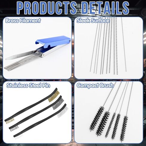 11Pcs Carburetor Cleaning Tool, Carb Jet Cleaning Kit & Welding Tip Cleaner with Stainless Steel Needles, Brushes & Hooks for Motorcycle ATV Chainsaw & Welder Professional in Saudi Arabia