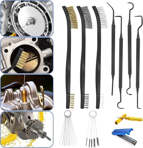 11Pcs Carburetor Cleaning Tool, Carb Jet Cleaning Kit & Welding Tip Cleaner with Stainless Steel Needles, Brushes & Hooks for Motorcycle ATV Chainsaw & Welder Professional in Saudi Arabia