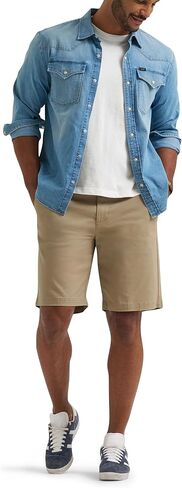 Lee Men's Extreme Motion Flat Front Short, Kansas City Khaki, 34 in Saudi Arabia