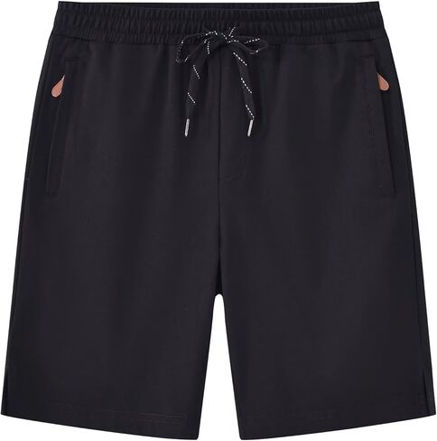 Yundobop Men's Casual 7" Inseam Shorts Cotton Drawstring Zipper Pockets Elastic Waist Summer Sweat Shorts in Kuwait