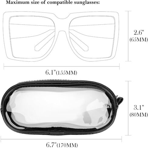 Linkidea Oversized Sunglasses Pouch, Large Frame Glasses Pouch for Sunglass, Eyeglasses Travel Bag Compatible with Rayban Aviator Large Metal/Rectangle/Jackie Ohh II Butterfly in Saudi Arabia