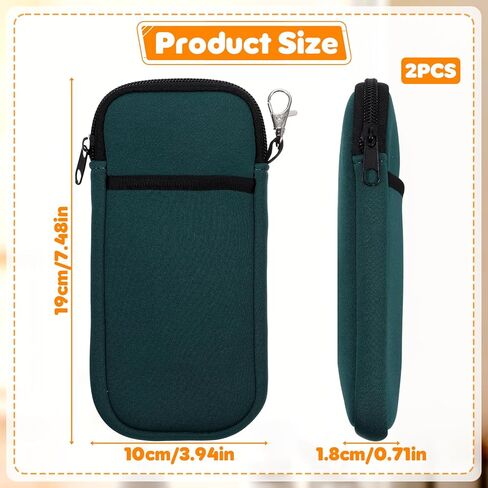 Soft Glasses Case, 2 Pcs Eyeglass Case with Carabiner Hook Lightweight Travel Eye Glass Cases Double Layer Soft Sunglass Cases Small Zipper Pouch (Orange + Green) in Saudi Arabia
