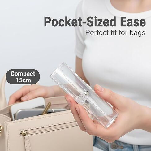 QUUPY 2Pcs Plastic Clear Glasses Case PVC Eyeglasses Protector Case Snap-Button Spectacle Cases Portable Sunglasses Organizer for Women Men in Saudi Arabia
