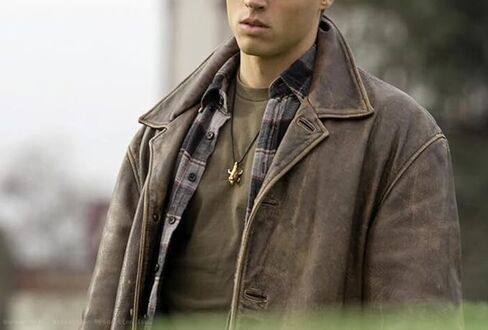 SpazeUp Men's Distressed Brown Leather Coat – 3/4 Length Vintage Style Real Leather Jacket Coat for Men in Saudi Arabia