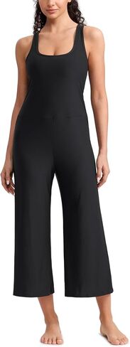 CRZ YOGA Cloudweight Racer Back Casual Jumpsuits for Women - Cropped Wide-leg Pants One Piece Yoga Bodysuits No Padded Bra in Saudi Arabia