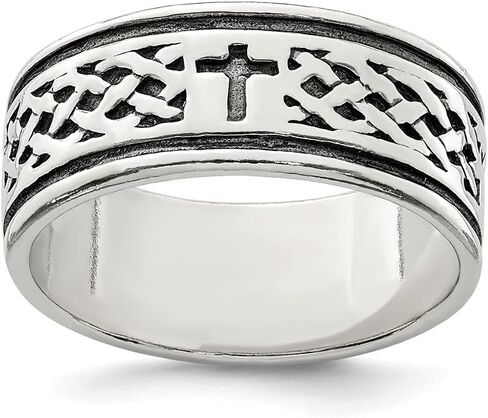 925 Sterling Silver Cross and Weave Design Wedding Band Ring in Saudi Arabia