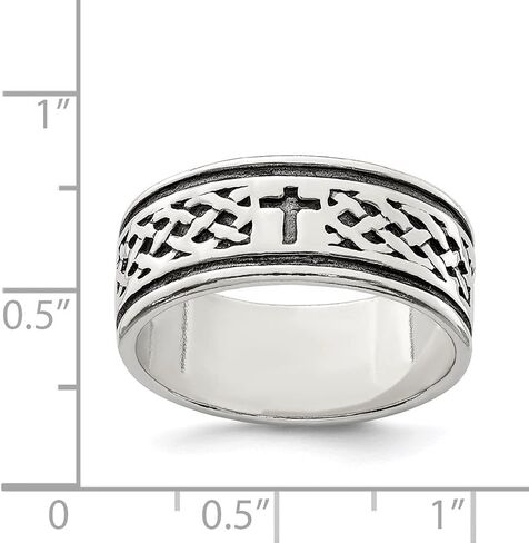 925 Sterling Silver Cross and Weave Design Wedding Band Ring in Saudi Arabia