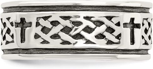 925 Sterling Silver Cross and Weave Design Wedding Band Ring in Saudi Arabia