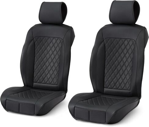 Amazon Basics Front Car Seat Covers, Breathable Faux Leather, Universal fit, Black, 2-Pack in Saudi Arabia