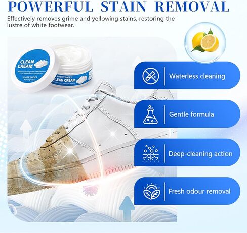 2PCS White Shoe Cleaner Cream, Multipurpose No-Wash Solid Comes with Sponge Removes Stains, White Shoes Clean Cream in Saudi Arabia