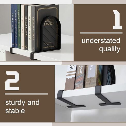 قطعتان من نهايات الكتب المعدنية للأرفف، منظم كتب بمشبك عالي التحمل، حوامل تخزين معدنية سوداء مع قاعدة مضادة للانزلاق للوازم المكتبية المنزلية in Kuwait