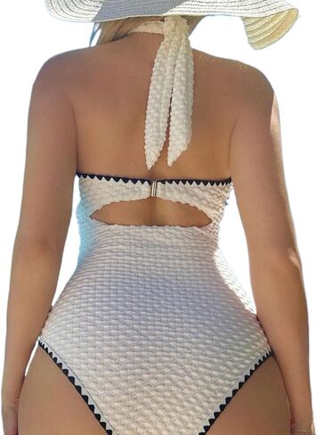 المرأة مثير الرسن الرقبة عارية الذراعين Colorblock Monokini ملابس السباحة الصيف الشاطئ قطعة واحدة بيكيني in Saudi Arabia